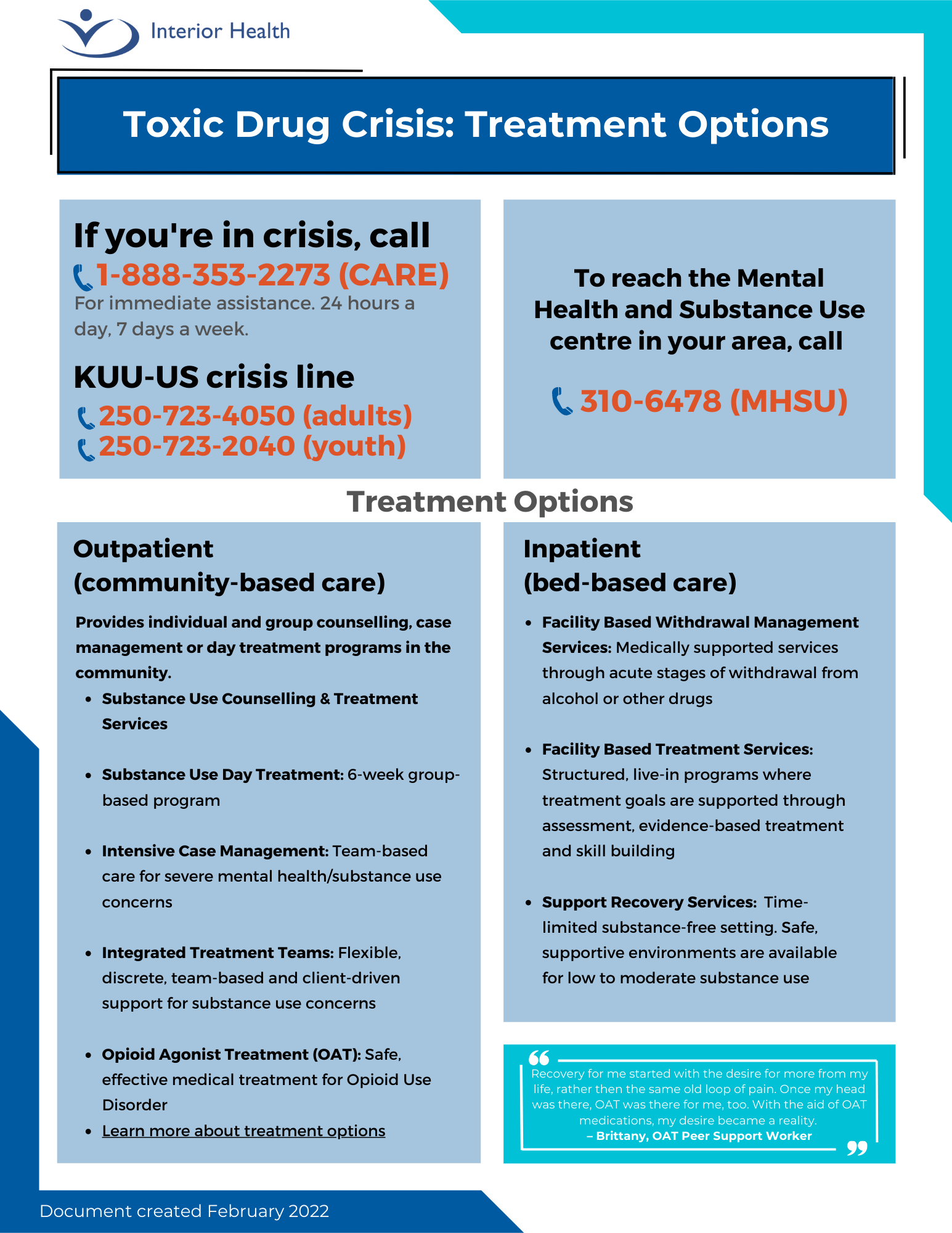 Overdose Prevention & Treatment Toxic Drug Crisis IH